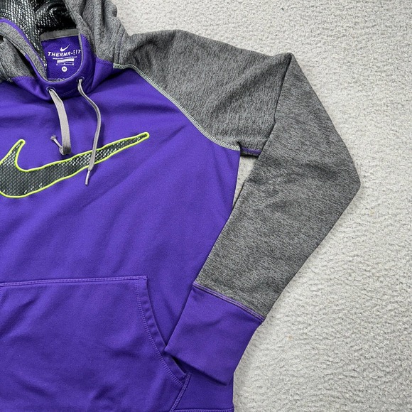 Nike Therma-Fit Sweatshirt Womens Medium Purple Gray Hooded Embroidered - Picture 6 of 16